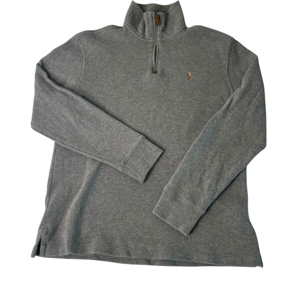 Polo Ralph Lauren Cotton-French Rib Half Zip, Light Gray Medium - Picture 1 of 10